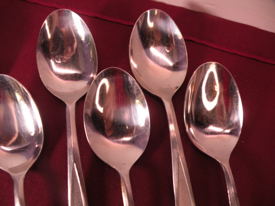 Set Of 6 Place Oval Soup Spoons Royalton Antigua Silver Stainless Steel 7 1/4" B - Image 3 of 4