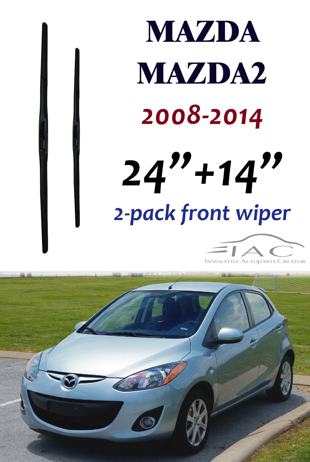 For Mazda Mazda2 0714 24"+14" Front Windshield ThreeSection Wiper