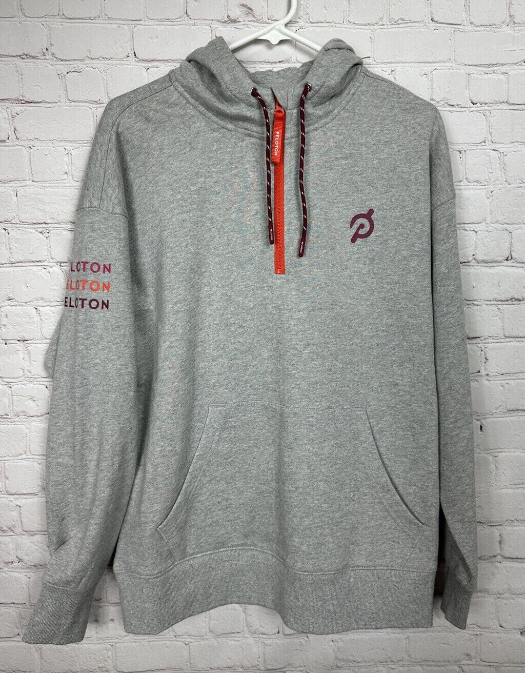 Peloton Womens Gray 1/2 Zip TWGF Relaxed Fit Long Sleeve Pullover Hoodie Size M