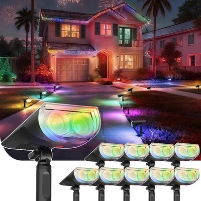 Solar Spot Lights Outdoor RGB Color Changing Waterproof Landscape Lights Decor