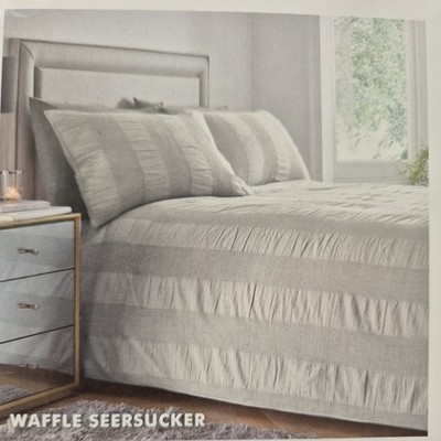 West Park Silber Waffel Seersucker Bettwäscheset King Size. 100% Baumwolle. Neu