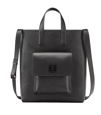 NWT MCM Black Pebbled Leather Klassik Medium Tote/Shoulder Bag MSRP $1190