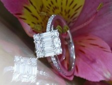 14K White Gold Plated 2Ct Emerald Cut Lab Created Diamond Women Wedding Ring