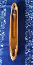 Altes Weberschiffchen mit Spindel - Gebr. Schmeing -  Holz - Metallspindel