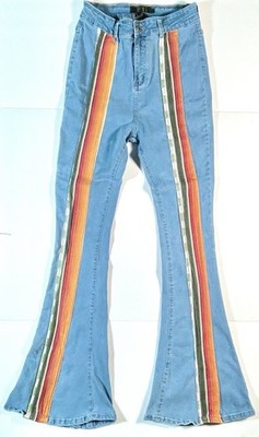 L&B Lucky & Blessed Women Size 14 High Rise Flare Bell Bottom Embellished Jeans
