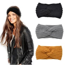 Women Headband Solid Color Elastic Hair Bands Twisted Knitted Turban Headwrap