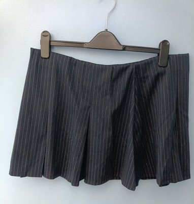 V by Very Pin Stripe Pleated Womens High Rise Elasticated Mini Skirt - Navy