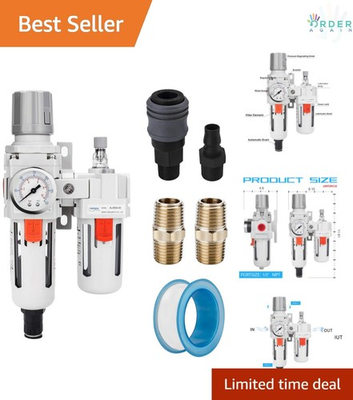 #ad 1 2quot; NPT Auto Drain Air Filter Regulator Lubricator Combo Water Oil Separator $59.97