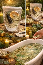 WEALTH Bath Salt Ritual Bag With Essential Oil Dropper SPELL WITCH SUCCESS FAVOR