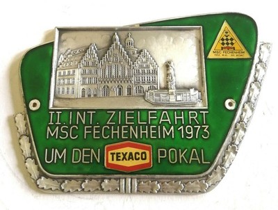Plakette 2. Int. Zielfahrt 1973 um den Texaco Pokal MSC Fechenheim e.V. im ADAC