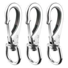 Stainless Steel Swivel Eye Snap Hook, 3 Pack 4.6 Inch Heavy Duty Flag Clips...