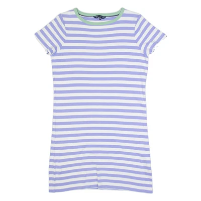 CREW CLOTHING Femmes Robe Violet Rayé Manche Courte Longueur Genou UK 12 - Photo 1/4