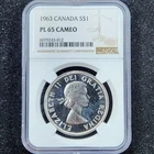 Prooflike Silver 1963 Canada $1 Dollar | NGC PL65 Cameo