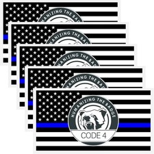 5PCS Thin Blue line Sticker Code 4, American Flag Thin Blue Line Car Decal, Pol