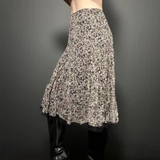 Gianni Bini 100% Silk Grunge Floral Midi Skirt Fairycore Whimsigoth Fairy Y2k