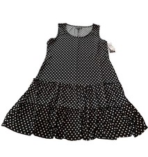 NWT Everlily Polka Dot Sleeveless Tiered Dress Black & White Size L new