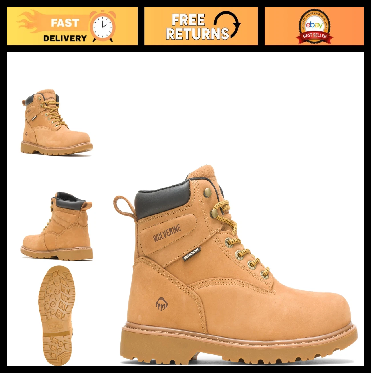 Waterproof Soft Toe 6" Work Boots for Men - Durable, Comfortable, Slip-Resistant