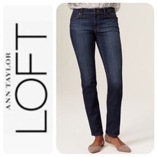 NWT Ann Taylor LOFT Mid-Rise Curvy Straight Dark Wash Denim Jeans, 30 / 10P