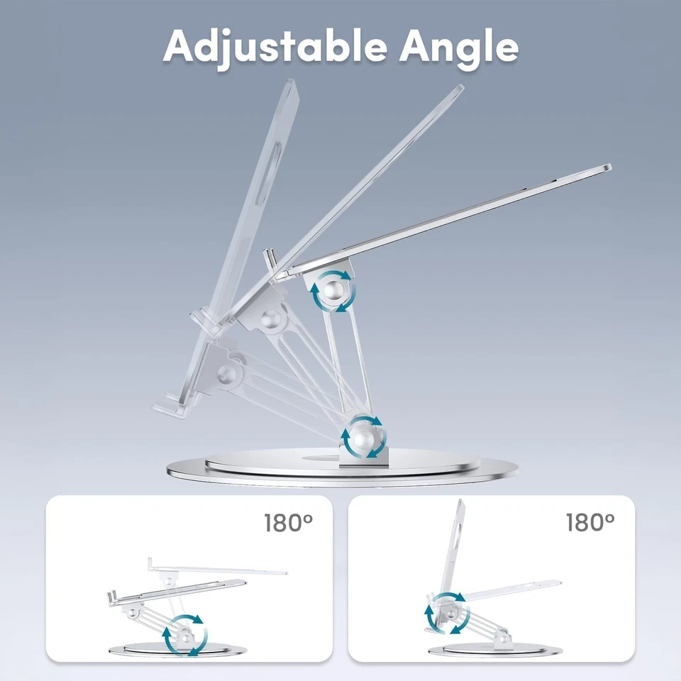 Suporte ajustável para laptop com base giratória 360°, suporte ergonômico para computador... - Imagem 4 de 4