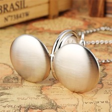 Mens Womens Mechanical Pocket Watch Silver Smooth Skeleton Case Chain Watches