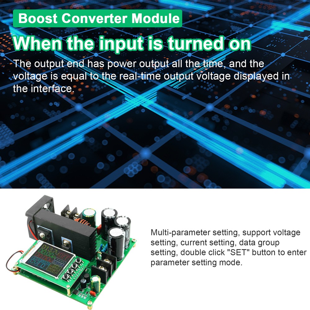 900W Boost Converter Constant Current Constant Voltage Module DC9-60V Input