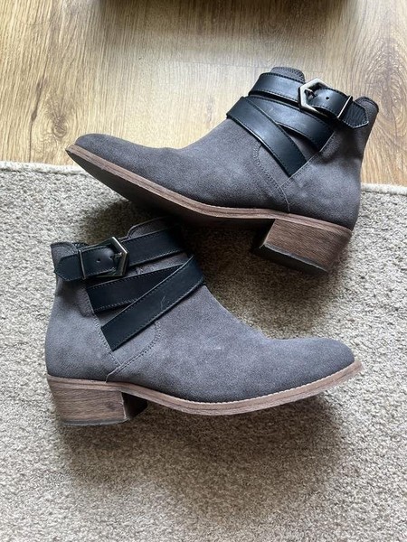 Women Navyboot Boots Grey Suede 38