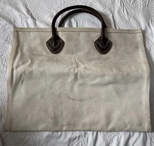 LL Bean Cotton Canvas Wood Carrier Tote #197273