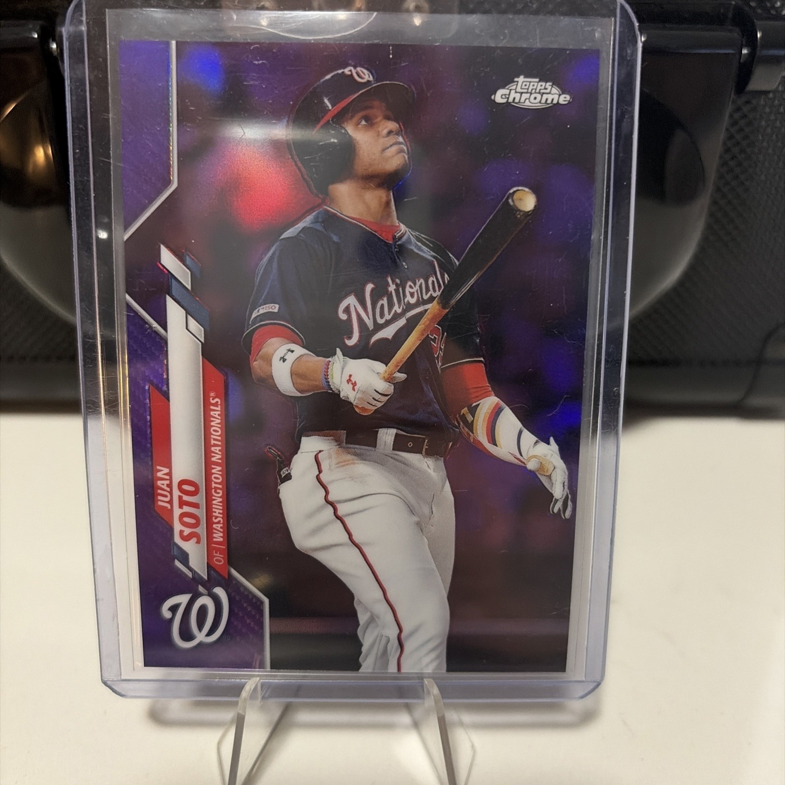 2020 Topps Chrome Juan Soto #12 Purple Refractor #'d /299 Washington Nationals