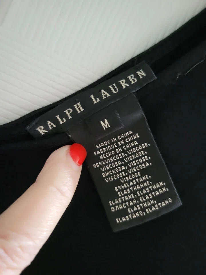 Ralph Lauren Black Label Double Black V Neck Midi dress size Medium Quiet Luxury - Image 3 of 4