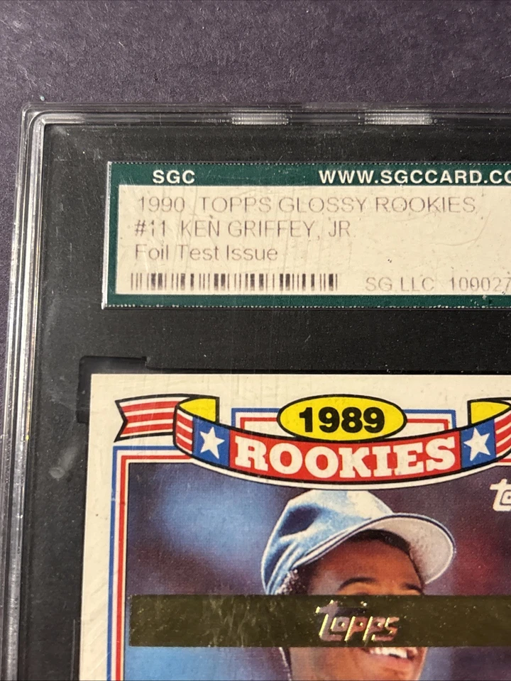 1990 Topps Glossy Rookies Ken Griffey Jr. Тестовый выпуск из фольги SGC 96 (только на 2 выше) - Изображение 2 из 4