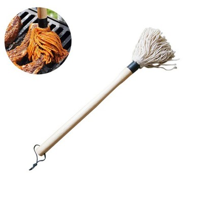  Kochen Barbecue Mop Cotton Fiber Kopf Lange Hartholzgriff Dish Mop zum Braten