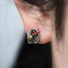 Scarab Stud Earrings, Egyptian Jewelry, Gifts for Men Women