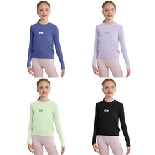 Kids Girls Tops Fitness Shirt Exercise Tee Boys Round Neck Quick-Drying Sports