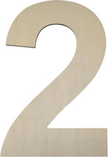 12 Inch Large Wooden Number 2, 1/4 Inch Thick Unfinished Blank Wood Number Slice