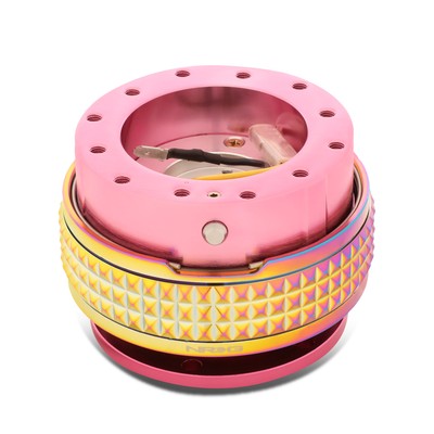 NRG Aluminum Steering Wheel Quick Release Adapter Gen 2.1 Pink/Neo Chrome Ring