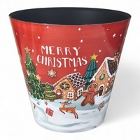 Topf Aus Kunststoff Rot Weihnachten Advent H 19,5Cm Ø21Cm Blumentopf ÜBertopf