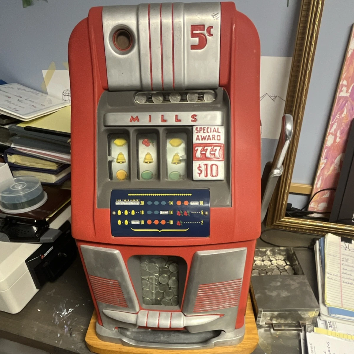 Slot Machine Reel Indiana Collectible Antique Coin Slot Machines