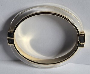 Authentic BEAUTIFUL ALEXIS BITTAR SIGNED CLEAR LUCITE CUFF GOLD PLATED BRACELET