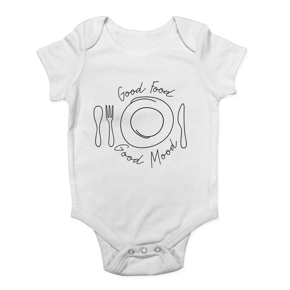 BABY ORIGINALS Good Food, Good Mood Baby Grow Vest Bodysuit Boys Girls