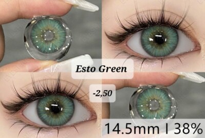 Farbige Kontaktlinsen Mit Stärke  -2,50 Diop. Farbe ESTO GREEN GRÜN ...
