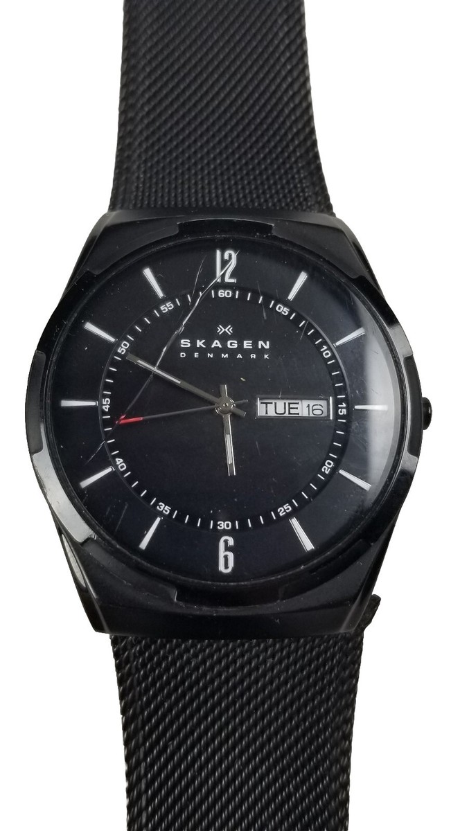 SKAGEN DENMARK SKW6006 Titanium Black On Black Steel Mesh Band 