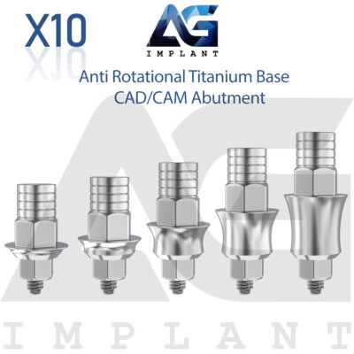 10 Anti Rotational Titanium Base CAD/CAM Prosthetic Dental Lab Int Hexagon