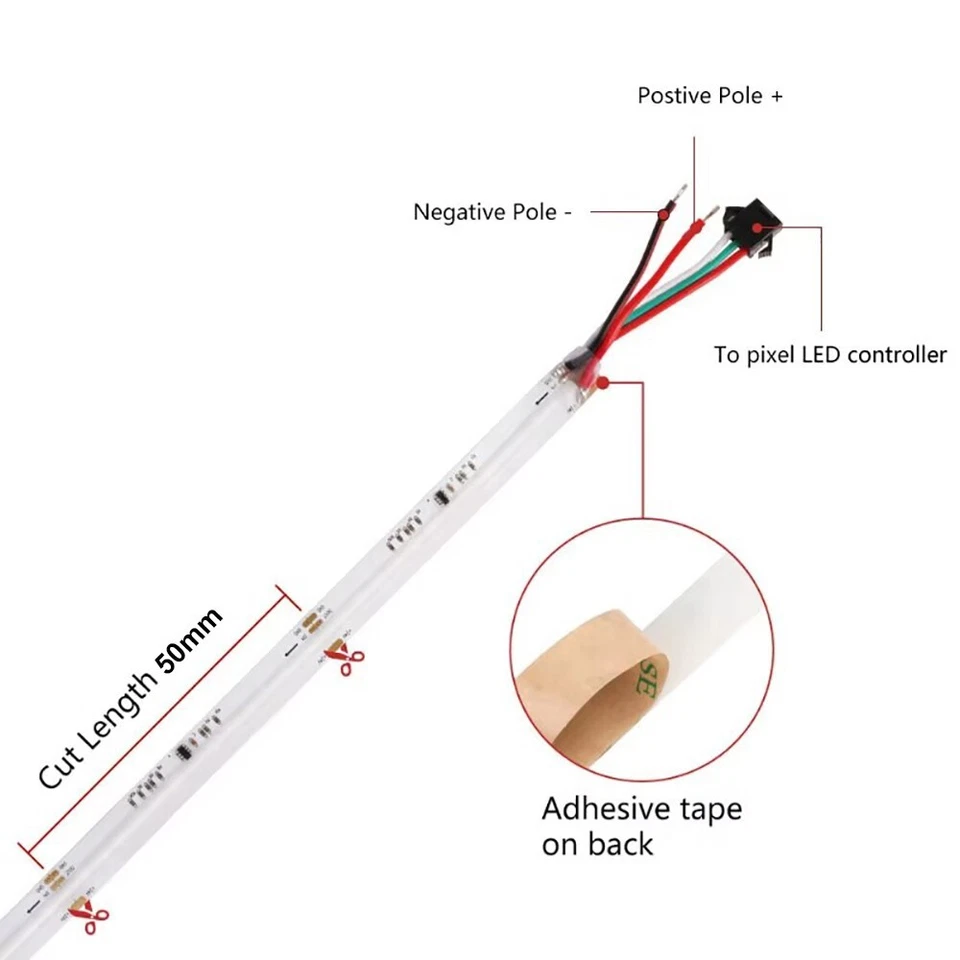 WS2811 RGBIC COB LED Strip Light Dream Color Tape Addressable SPI FCOB Light - Image 4 of 4