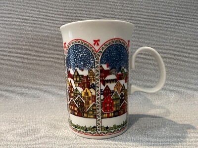 Dunoon Stoneware Christmas Coffee Mug, Made In Scotland, 4 1/4'' Tall, 3'' Dia