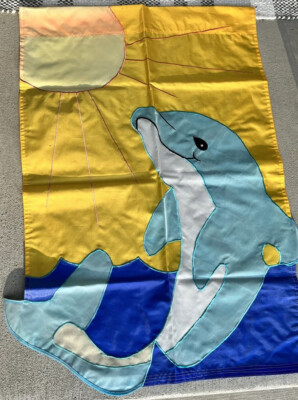 Dolphins Beach Scene  Garden Porch Full Size Flag Summer Large
