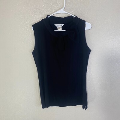 MISOOK Black Bow Blouse Top Sleeveless Size S Classic Quiet Luxury career wear