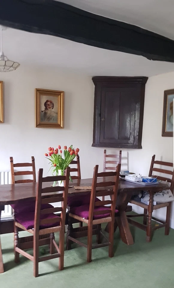 Rupert Griffiths handmade bespoke solid oak dining table & chairs, flawless, 8'. - Image 2 of 4