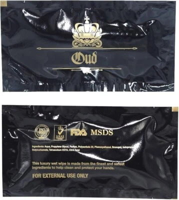 MAJESTIC Fresh Oud Scented Hand Wet Wipes (Individually Wrapped Sachets)
