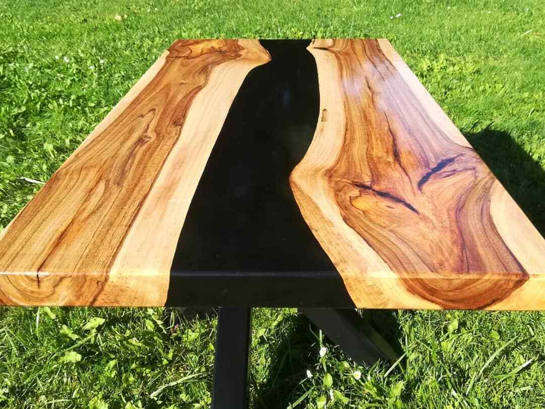 Black Epoxy Wood River Table Handmade Modern Resin Art Furniture-image
