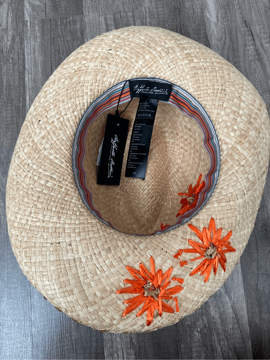 Raffaello Bettini Flower Straw Fedora Raffaello Bettini Color Block Straw Fedora | Neiman Marcus main image 3